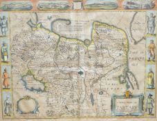 John Speed (1552-1629), hand coloured map, A Newe Mape of Tartary, sold by Thomas Bassett, Fleet