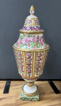 An impressive 19th century Paris porcelain vase and cover gilt and floral decoration, 75cm high