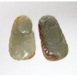 Two Chinese carved jade pendants, longest 5cm
