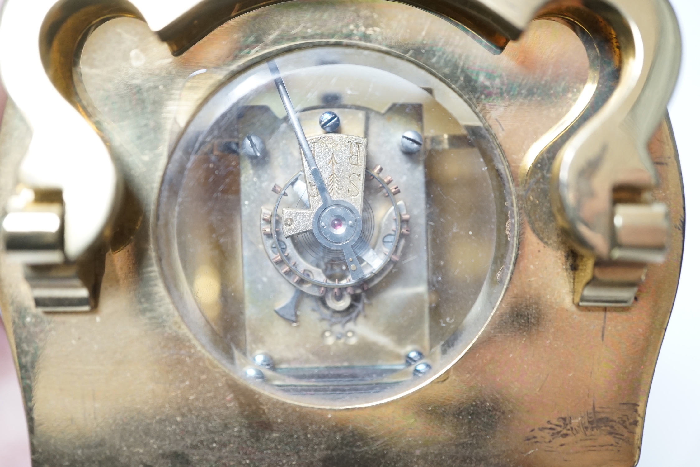 A cased carriage timepiece, P. Orr and Sons, Madras, timepiece 11.5 cm high - Image 5 of 5