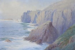 G. E. Treweek (b.1869-?) watercolour, Coastal landscape, The Lances, signed, 36 x 53cm