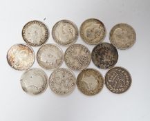 Fifty-two late 19th and early 20th century 3d coins