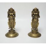 A pair of 19th century Indian ‘Deepalakshni’ butter oil lamps, 19cm high, Provenance: acquired on