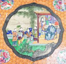 A 19th century Chinese painted panel, in a lacquered box, box 48 x 48cm Ivory Submission reference