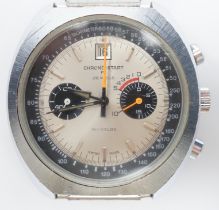 A 1970's Swiss stainless steel Chrono Start 17 jewel manual wind wrist watch, on an associated