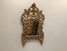 A small 18th century style gilt composition marginal plate wall mirror, width 55cm, height 94cm