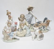 A large Lladro figure group “La gran familia, Puppy Brigade”, Baby Jesus, Duckling, New Friend,