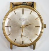 A gentleman's steel and gold plated Longines manual wind wrist watch, with subsidiary seconds, no