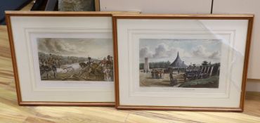 Two 19th century military colour engravings, comprising Rocket practice in the marshes, published by