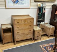 A Heals, London, limed oak six drawer chest, width 76cm, depth 48cm, height 104cm, dressing table