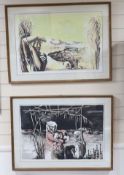 Michael Ayrton (1921-1975), pair of artist proof colour lithographs, Greek Shepherds I & II,