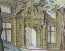 Harry Epworth Allen (1894-1958), watercolour, Entrance to the state rooms at Bolsover Castle,