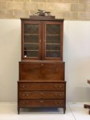 A French mahogany escritoire bookcase, width 112cm, depth 59cm, height 244cm