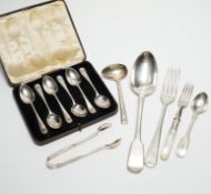 A group of assorted 19th century and late silver flatware, various patterns, dates and makers,