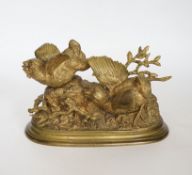 Ferdinand Pautrot (1832 - 1874), a French gilt bronze group of two birds, signed and inscribed Beaux
