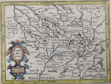 G. Mercator and H. Honduis, hand coloured miniature map of Burgundy, 15 x 18cm