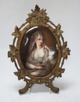 A framed KPM style porcelain plaque, late 19th century
