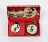 A boxed limited edition Ingersoll Watch Company Mickey Mouse pocket watch and medallion, numbered