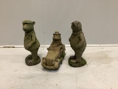 A trio of Wind in The Willows simulated stone figures, largest height 31cm