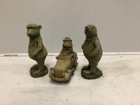A trio of Wind in The Willows simulated stone figures, largest height 31cm