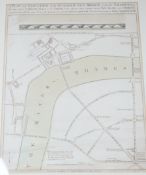 A 19th century engraving, Plan and Elevation of the intended new bridge across The Thames, an Act of