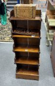 A Victorian style mahogany five tier narrow bookcase, width 36cm, depth 17cm, height 104cm,
