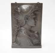 After Verrocchino, a spelter relief plaque, 19cm high