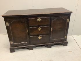 An 18th century sideboard of small proportions raised on bracket supports, width 140cm, depth