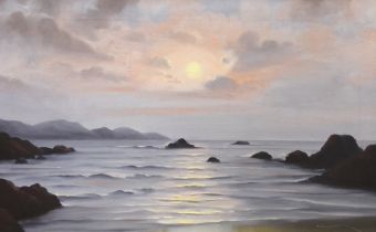 Alexander Wilson, oil on canvas, seascape from coast, signed, 49 x 79cm