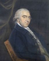 19th century English School, heightened pastel, Portrait of a seated gentleman, 75 x 59cm