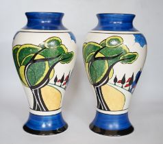 Two Wedgwood Clarice Cliff limited edition May Avenue Mei Ping vases, each with boxes and