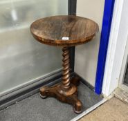 A William IV circular rosewood occasional table with twist stem, diameter 50cm, height 71cm