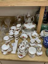 A quantity of Royal Albert old country roses pattern teawares including teapot, various cups