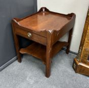 A Georgian style mahogany tray top table, width 50cm, depth 60cm, height 63cm