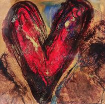 Amanda Jones (contemporary), resined acrylic on board, ‘Heart of Gold’, certificate of