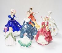 Seven Royal Doulton figurines, (two boxed), tallest 21cm