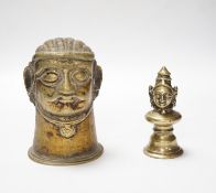 Two brass alloy Shiva Mukhalingam, Southern India, 16th-18th century Provenance: acquired on travels