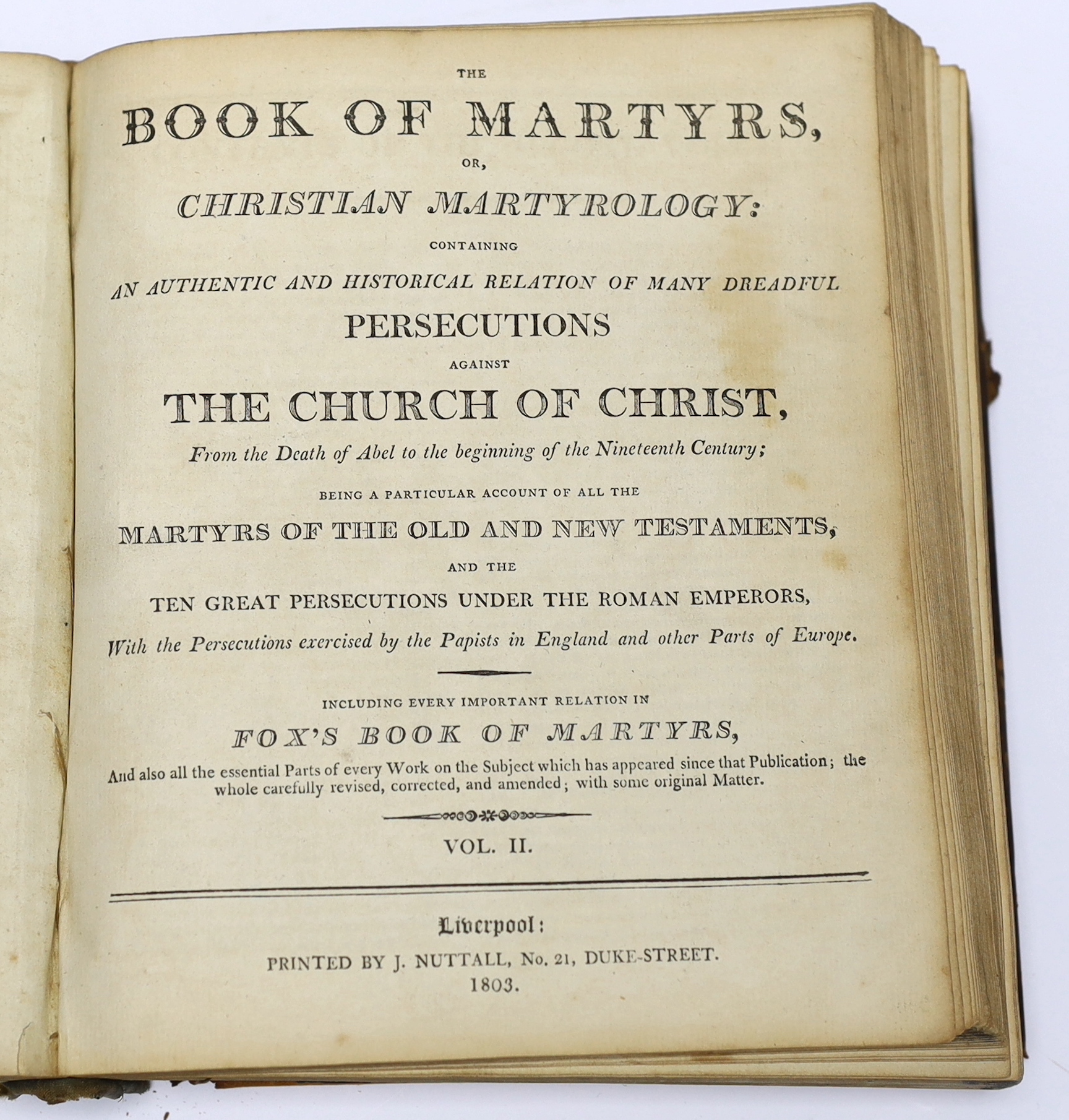 ° ° The Book of Martyrs, or Christian Martyrology....including every important relation in Fox's - Image 4 of 5