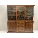 A George III mahogany library bookcase, width 206cm, depth 38cm, height 219cm