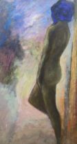 Anthony Quinn (1915-2001), oil on canvas, Standing female nude, signed, 104 x 56cm