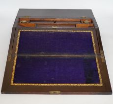 A Victorian mother of pearl inlaid rosewood writing slope, 35.5cm wide