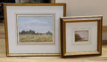 Peter Coombs (1929-2007) two pastels, ‘Compton Beach’ and ‘A Day Out’, signed, details verso,