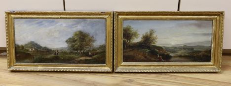 Attributed to Edwin Buttery (1839-1908), pair of oils on canvas, River landscapes with figures