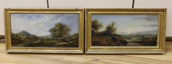 Attributed to Edwin Buttery (1839-1908), pair of oils on canvas, River landscapes with figures