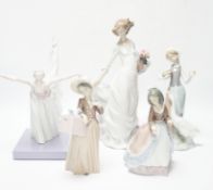 Four Lladro figurines; Reverie Moment, a model of a Ballet Dancer, and three other figurines (only