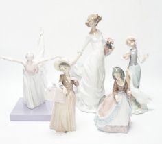 Four Lladro figurines; Reverie Moment, a model of a Ballet Dancer, and three other figurines (only