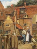 Joseph Clark (1834-1926), oil on canvas board, 'Mrs Wilcot, Old Mill', signed, 34 x 27cm