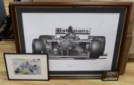 Alan Stammers (20th. C), pencil signed limited edition print, 1996 Damien Hill, Williams Renault,