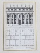 After Colen Campbell (Scottish, 1676-1729), architectural engraving from Vitruvius Britannicus, 39 x