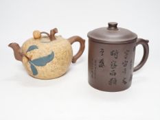 Two Chinese Yixing pottery teapots, one Republic period, tallest 12.5cm